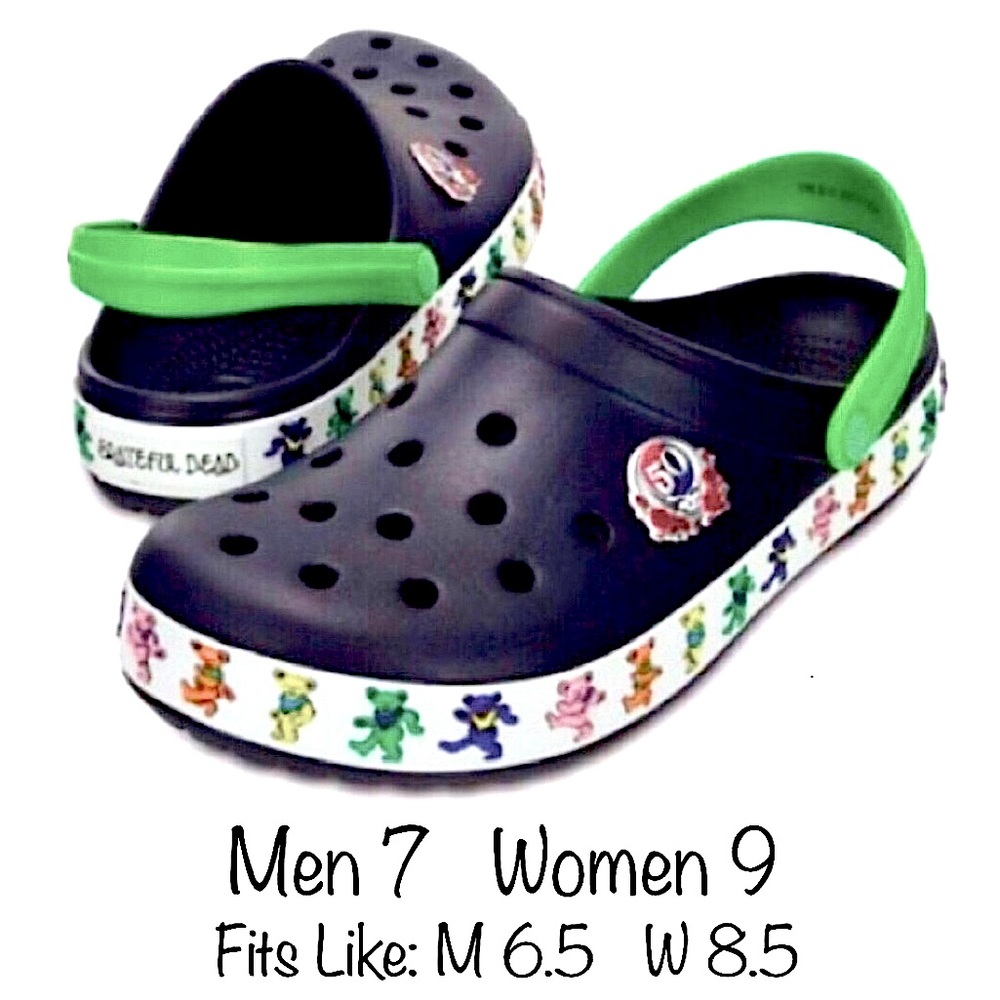 GRATEFUL DEAD CROC 50th Anniversary M7 W9 with Dancing Bears Around Crocband Rim